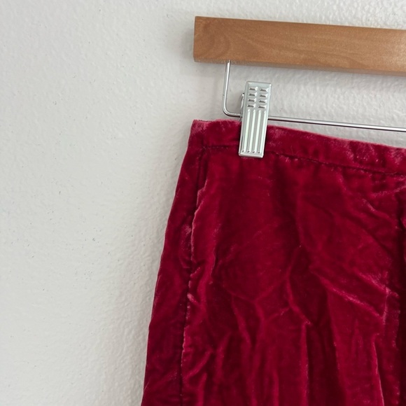 By Anthropologie Pink Ruched Montie Velvet Mini Skirt 6P - Picture 6 of 12